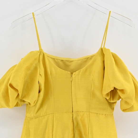 Anthropologie Let Me Be Puff Sleeve Dress Size XS Yellow Mini Romantic Elegant - Picture 12 of 14
